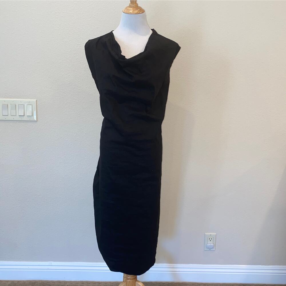 Malloni Italy Dress Asymmetric Midi Sleeveless Black Size Italy 42